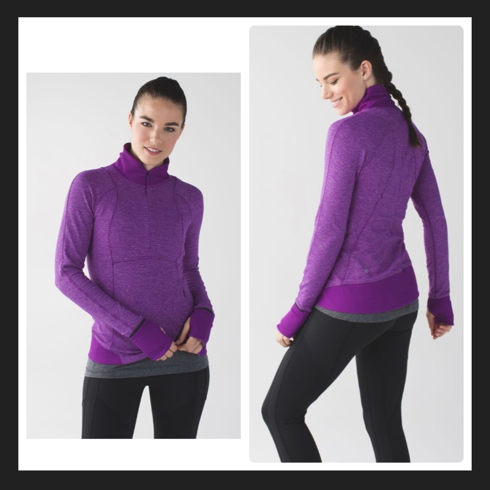 Lululemon Runderful 1/2 Zip Mini Check Pique Tender Violet Heathered